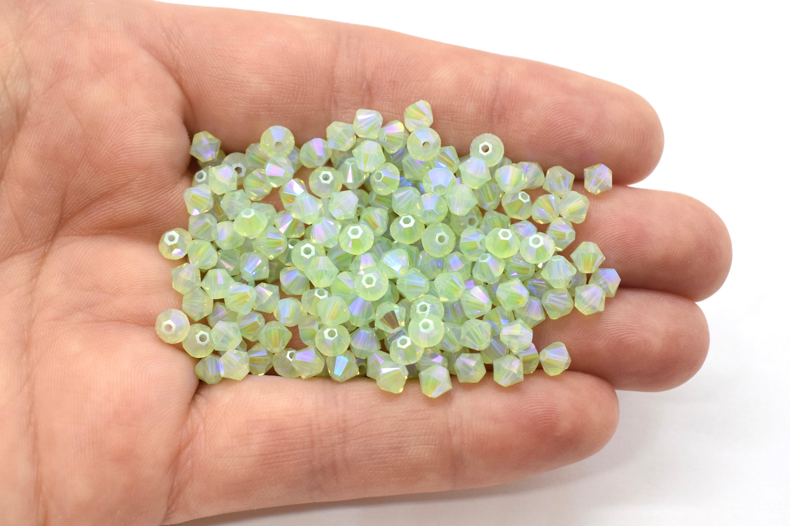 Chrysolite Opal Shimmer 2x 5328 Iridescent Light Green Crystal