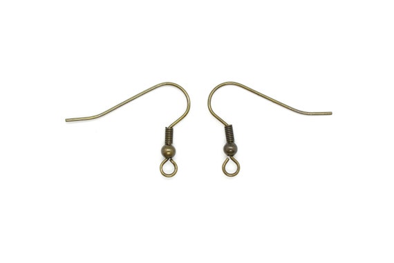 French Hook Ear Wires With Coil Ball,9mm X 25mm, 20 Pieces per