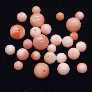 Coral (Natural) Half Drilled or Undrilled Smooth Round Beads A Grade, 6mm, 7mm, Coral (Natural) Smooth Round Beads, Beads for Posts, 1 Bead
