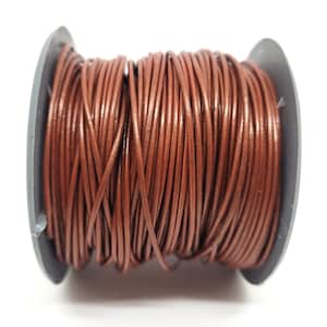 Greek Round Leather Cord, Copper, 1.0mm, Unfinished Genuine Leather for Necklaces, Bracelets, Jewelry Making, Reddish Brown Leather 1 ft