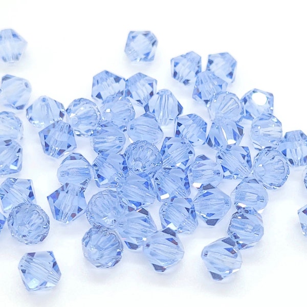 Light Sapphire Preciosa Czech Crystal Bicone Beads, 3mm, 4mm, 6mm Light Blue Bicone Beads for Jewelry Making, Baby Blue Crystal Bicone Beads