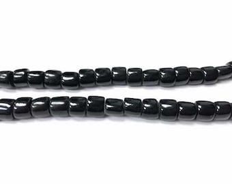 Schwarze Koralle (gebleichte) Heishi Tube Perlen 5 x 7 mm (16 "Strang), Leichte Perle, Tropische Perlen, Muschelkoralleperlen