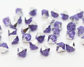 Violet Comet Argent Light - 5301/5328 Swarovski Kristall Bicone Bead - 3 mm Lila für Schmuckherstellung, Ungewöhnliche Swarovski Farbe, Silber, Lila