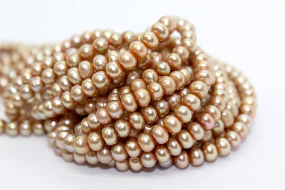 Button Freshwater Pearls Beige Peacock Color Enhanced 5x4mm 96