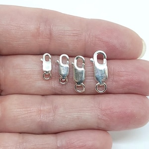 Sterling Silver 925 Lobster Clasp with Open Jump Ring, Rectangle Silver Clasps for Jewelry Making, 8.4mm, 12mm, 14mm, 1 or 50 pcs