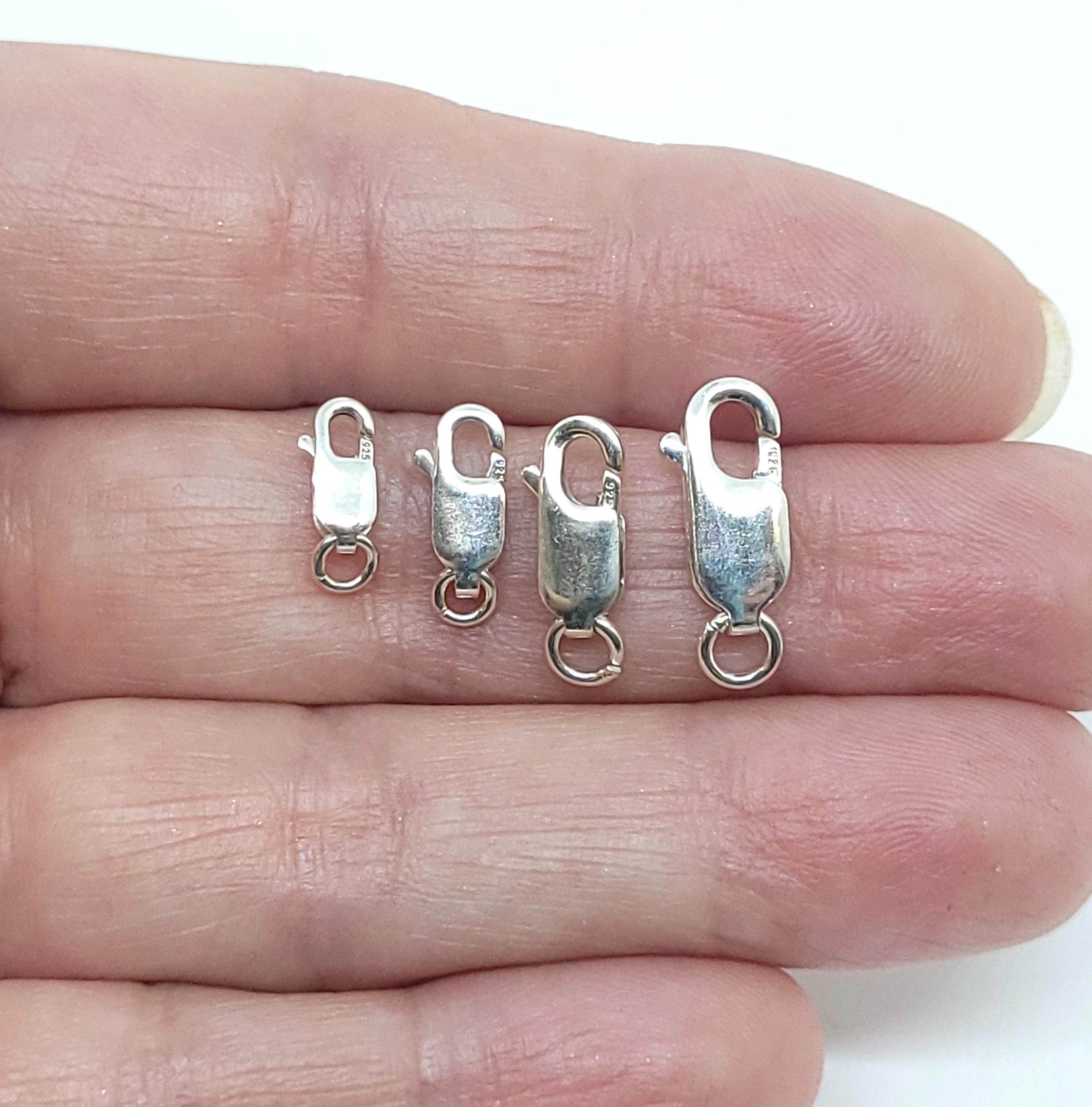Sterling Silver 925 Lobster Clasp With Open Jump Ring, Rectangle