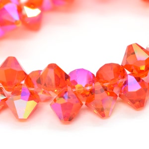 Hyacinth AB - 6301 Swarovski Crystal Top Drilled Bicone Pendants, 6mm 8mm Orange Rainbow Crystal Beads & Jewelry Supplies for Jewelry