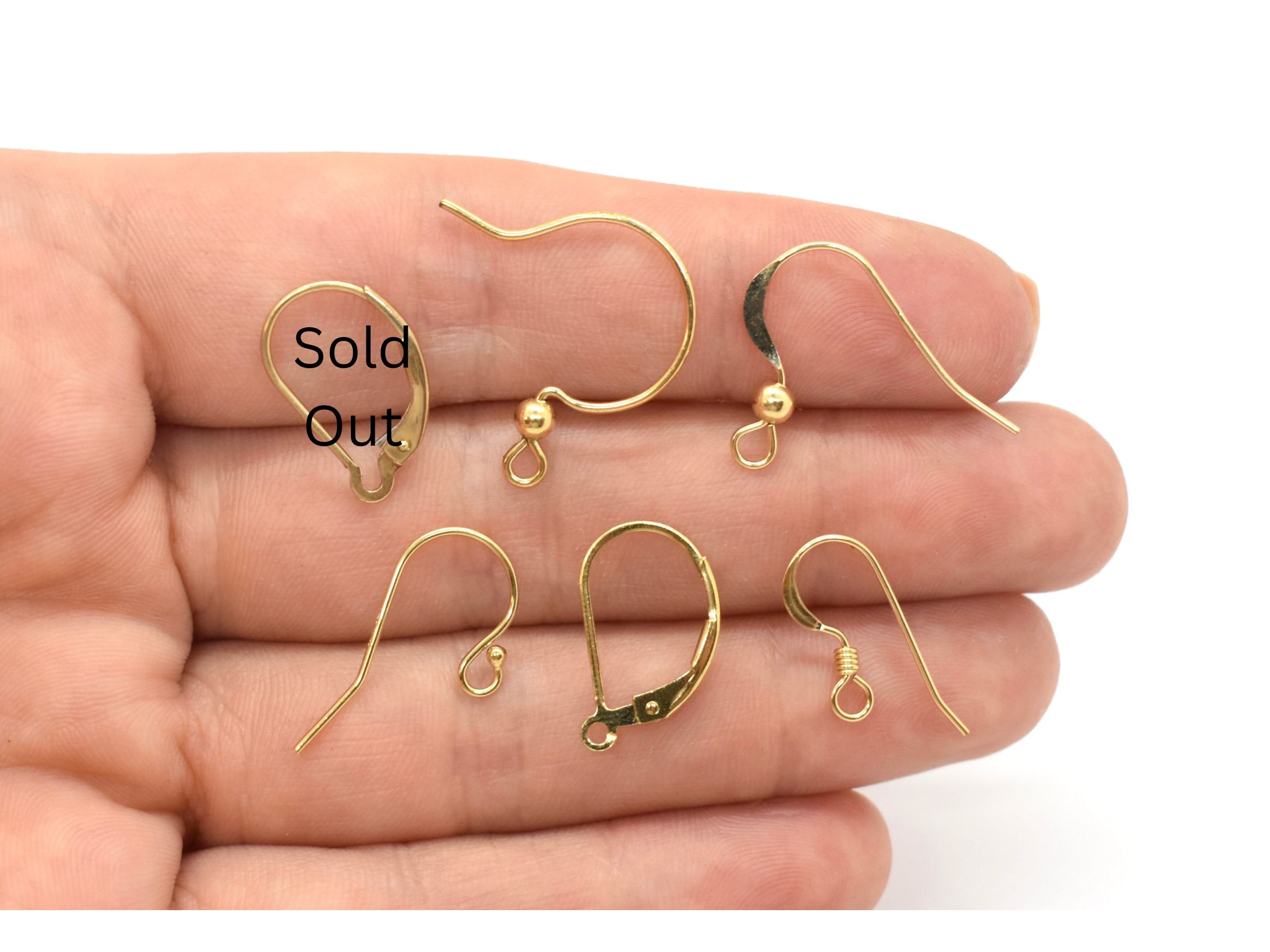 Ganci per orecchini a leva riempiti in oro 14k, 4 pezzi, con gancio per orecchini alla francese, per la creazione di gioielli con orecchini fai da te. - Italia