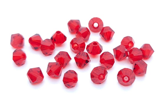 Light Siam Preciosa Crystal Czech Bicone Beads, 3mm, 4mm,Holiday Red  Crystal Beads,Bright Red Bicone Crystal Beads, Flag Red Crystal Beads