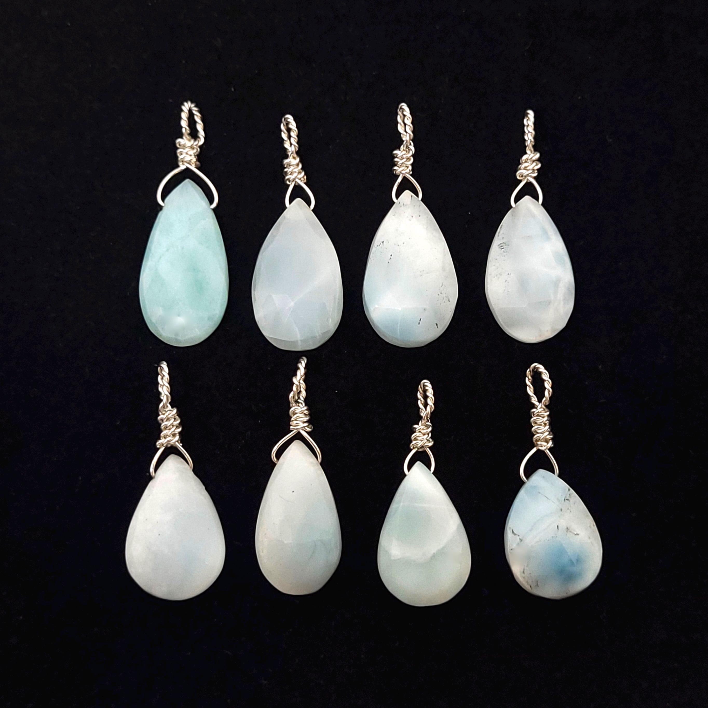 ラリマー（天然）ファセットトップドリルドジェムストーンペンダント