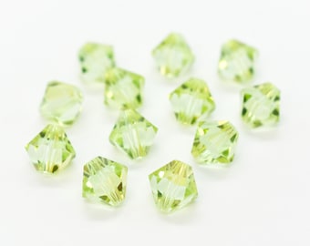 Chrysolite Champagne Swarovski Crystal Bicone Beads 5301,6mm,8mm, Light Green Swarovski Bicones, Pastel Spring Color, Authentic Swarovski