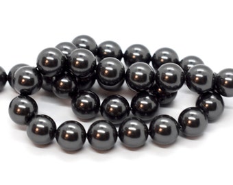 Crystal Black 5810 5mm, 12mm, Dark Grey Swarovski Round Crystal Pearls for Jewelry Making - Round Pearl Beads & Supplies,Wholesale
