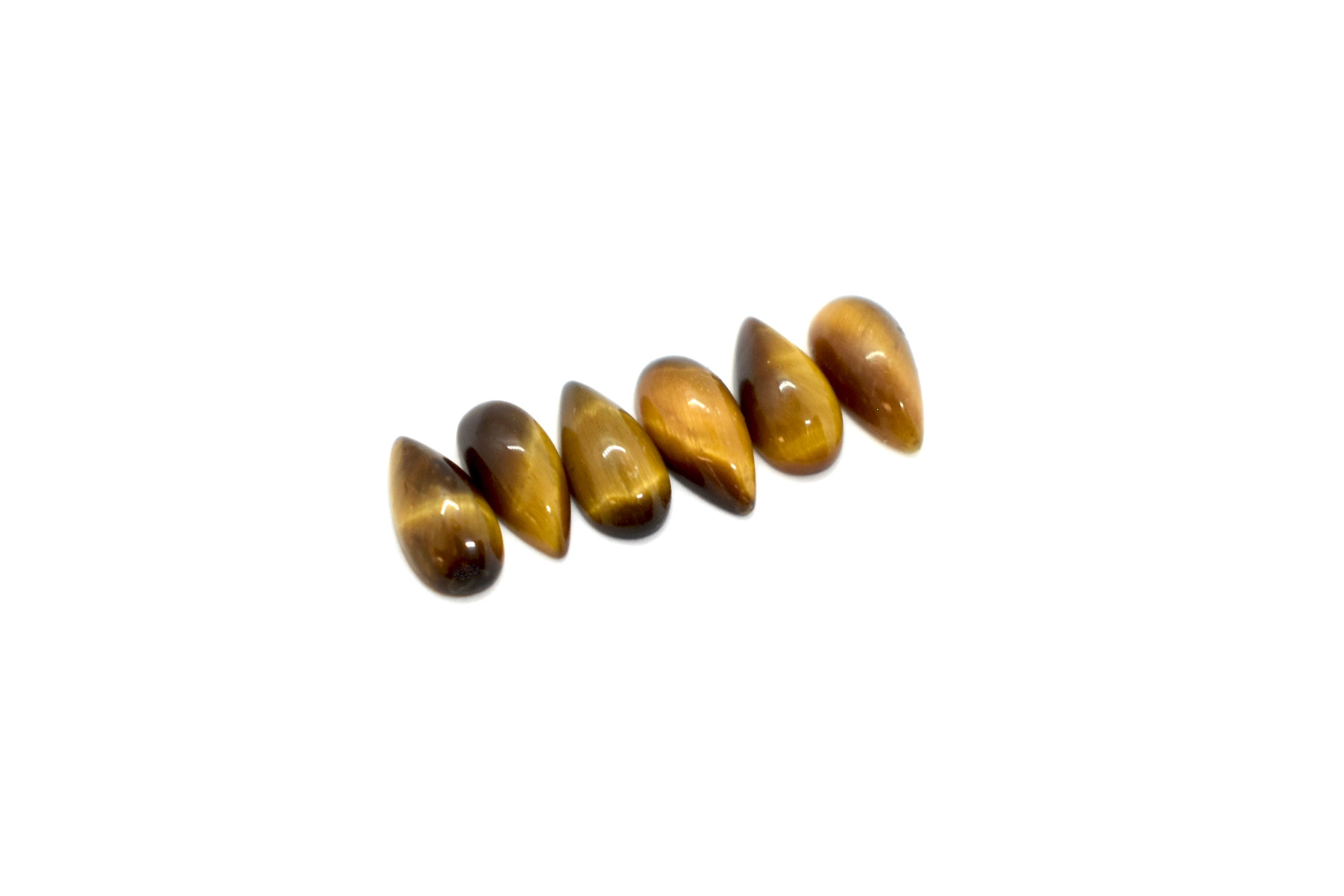 Cabochon Beads Yellow Tiger's Eye Natural Gems Jewelry Ring Pendant Making 5pcs 