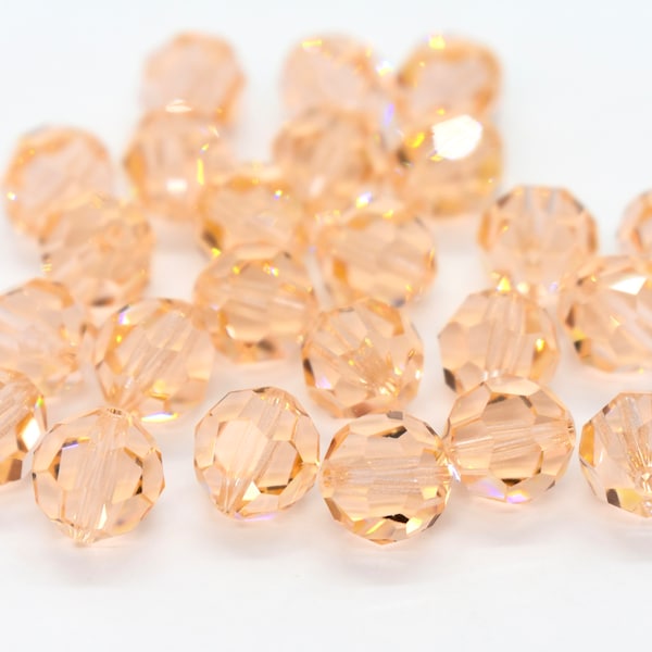 Light Peach 5000 Peach Orange Swarovski Crystal Round Beads, 4mm 6mm, Pastel Orange Crystal Beads to Make Bracelets, Peach Swarovski Round