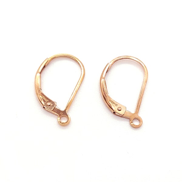 14k Rose Gold Filled Leverback Ear Wires,10mm x 16mm Plain Lever Back Earwires For Jewelry Making, Jewelry Supplies,Copper Colored Ear Wires