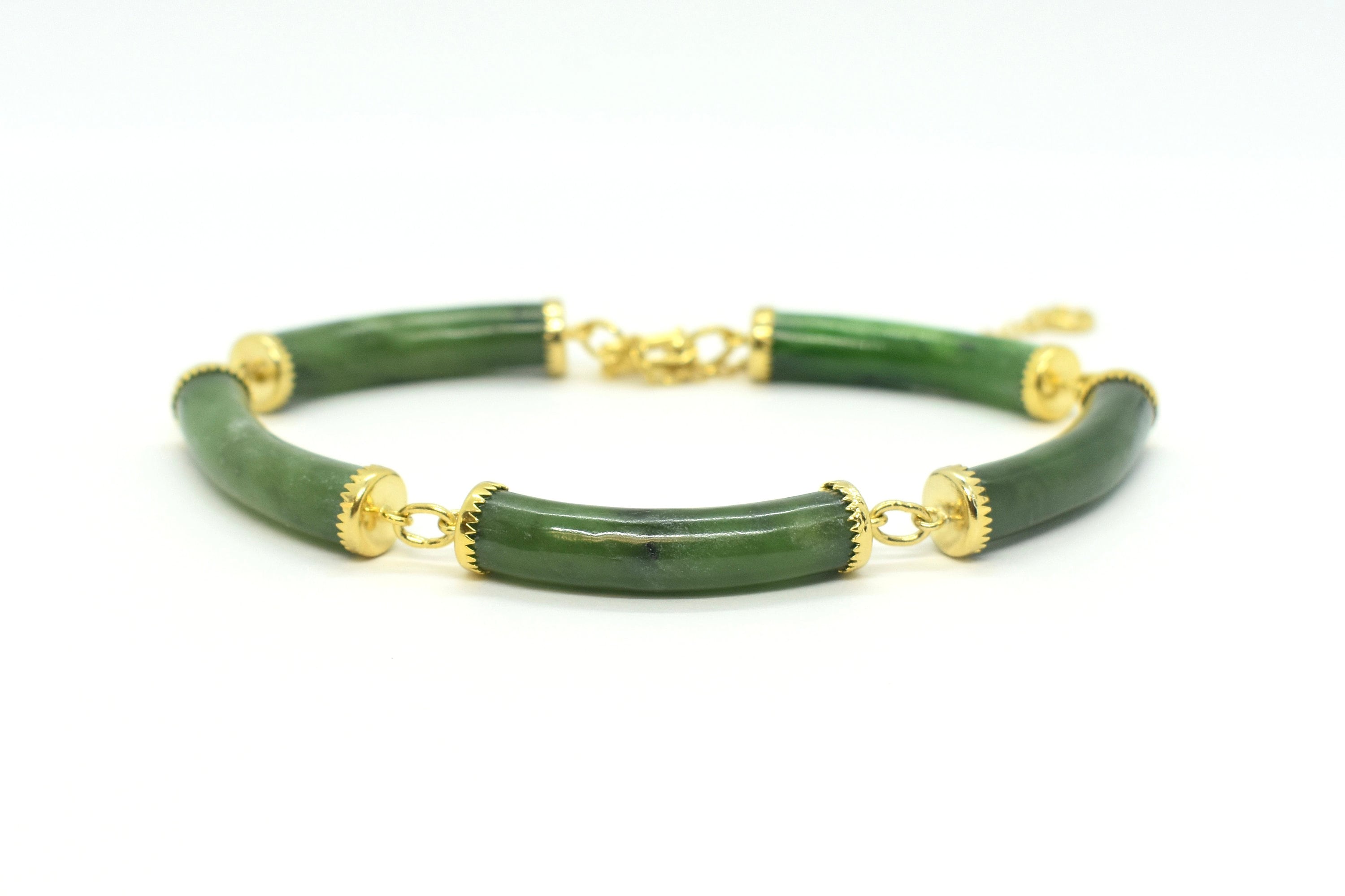 14kgf Carved Barrel Jade Bangle