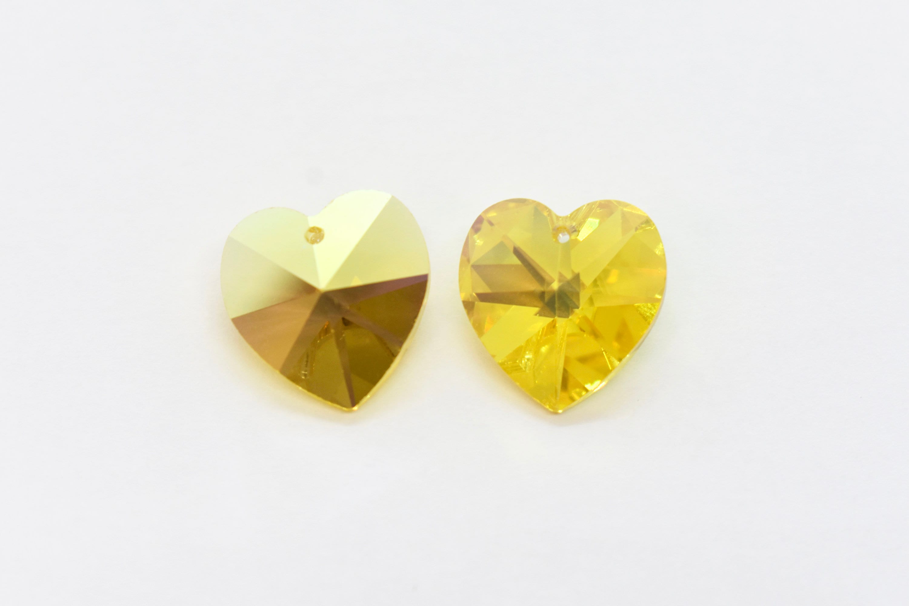 Light Topaz AB Swarovski Crystals Faceted Heart Pendant - Etsy Sweden