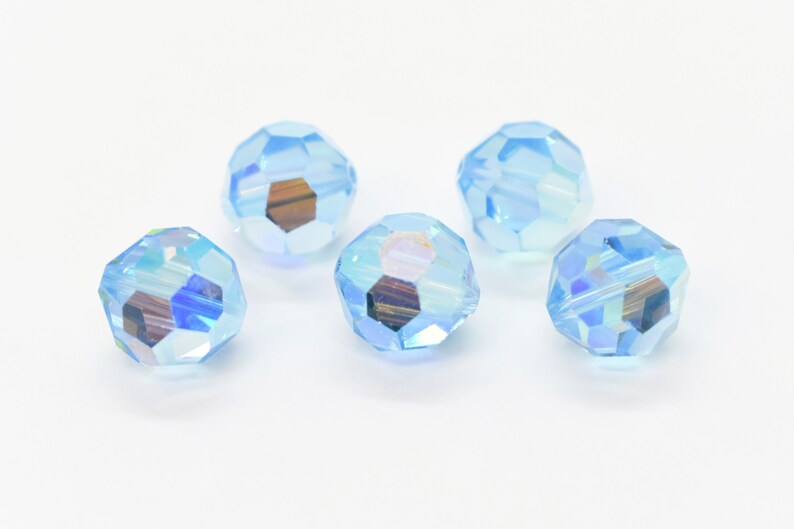 Aquamarine Ab2x Blue Swarovski Crystal Round Beads 5000 8mm | Etsy