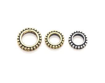 Round TierraCast Bead Frames, Antique Gold Plated or Antique Silver Plated Pewter Bead Frames, For 6mm or 8mm Beads, For Jewelry Making, 1pc