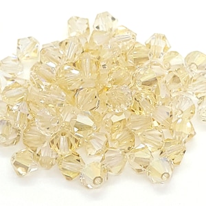 Crystal Blond Flare Preciosa Czech Crystal Bicone Beads, Gold Bicone Beads, 4mm, 6mm Light Tan Bicones, Wholesale, For jewelry making