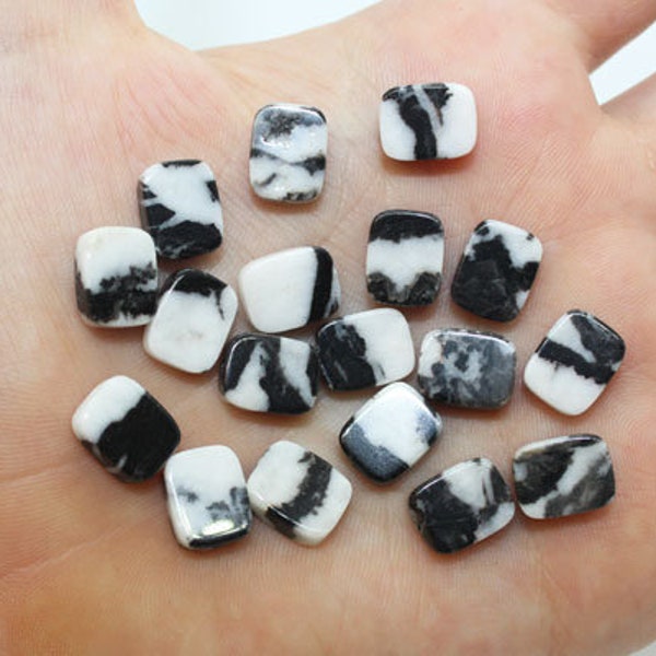 Zebra Jasper/Mexican Zebra Stone, Natural, A Grade Flat Rectangle Gemstone Beads for Jewelry,8x10mm Gemstone Beads, Black & White Gemstones