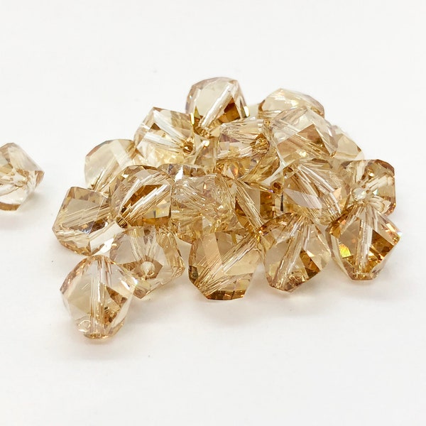 Crystal Golden Shadow - Gold Swarovski Crystal Faceted Helix Beads 5020 - 4mm, 8mm, Wholesale Jewelry Supplies & Bulk Beads 12 or 72 pcs