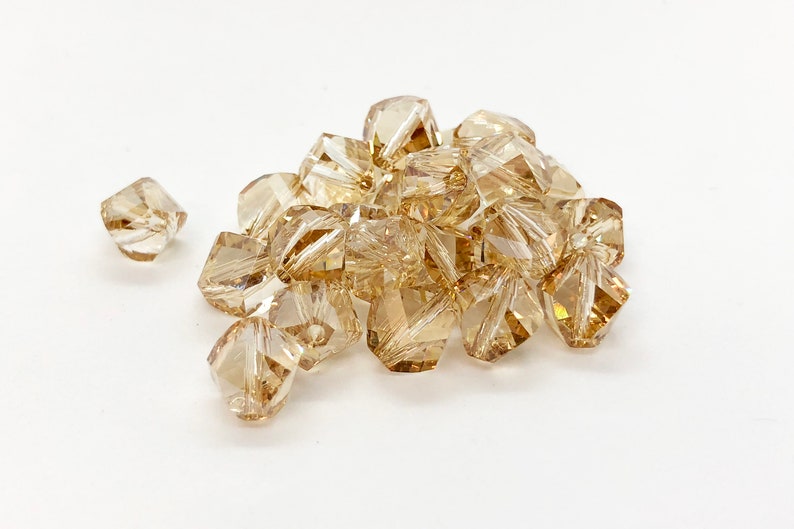 Crystal Golden Shadow Gold Swarovski Crystal Faceted Helix Beads 5020 4mm, 8mm, Wholesale Jewelry Supplies & Bulk Beads 12 or 72 pcs image 1