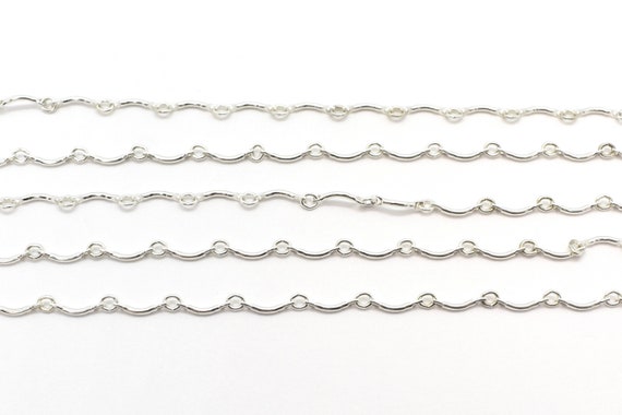 Sterling Silver Curved Bar & Link Chain 2.5mm X 7mm Silver Chain for  Jewelry Making, Chain for Necklaces and Bracelets, 0.925 Silver 