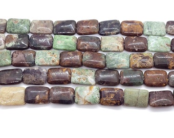 Rhyolith (Natur) Rechteck Flach Edelstein Perlen, grüne und braune Edelstein Perlen, 18 mm x 25 mm ungewöhnlich geformte Rhyolith, 8 oder 16 Perlen
