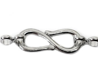 Silver Plate Over Brass "S" Clasp w/ Figure 8 Connectors,Silver Plated Hook Clasp, Silver Colored Findings, Jewelry Supplies