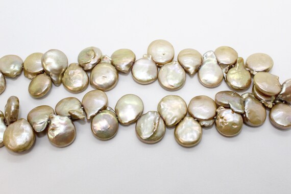 Cream Top (Natural) Drilled Oval Freshwater Pearl Beads - JBC Beads