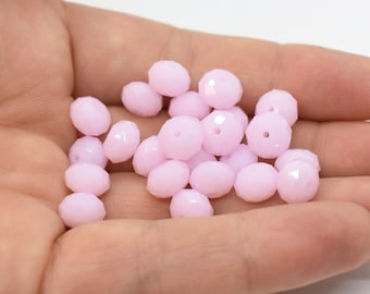 Contas de cristal facetadas rosa alabastro Swarovski 5040, formato briolette/rondelle, 6 mm e 8 mm, para venda por atacado. Fornecimento de joias em grandes quantidades.