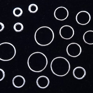 Sterling Silver Closed Round Jump Rings - Many Sizes Available 4, 4.5, 5, 6, 8mm, Simple Jump Rings for Jewelry Supplies 18, 20, 22 Gauge