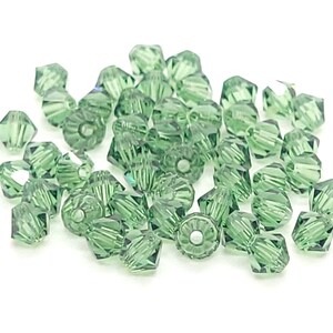 Erinite Preciosa Czech Crystal Bicone Beads, Green Crystals, 4mm, Wholesale beads for jewelry making, 24 Pieces, Preciosa Czech Crystal