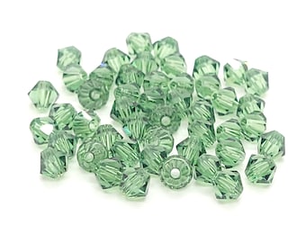 Perles toupies en cristal tchèque Erinite Preciosa, cristaux verts, 4mm, perles en gros pour la fabrication de bijoux, 24 pièces, cristal tchèque Preciosa