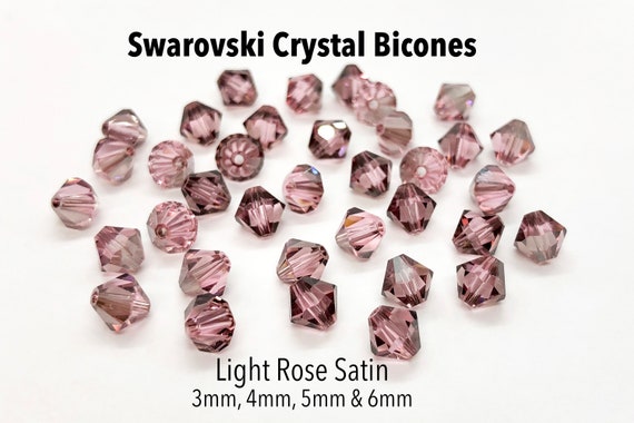 Light Rose Satin 5301/5328 Pink Swarovski Crystal Bicone Beads 4mm 5mm Wholesale Bicone Beads Dusty Blush Pink Crystal Beads