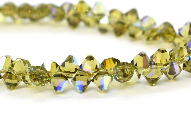 Khaki AB- 6301 Green Swarovski Crystal Top Drilled Bicone Pendants 6mm for Jewelry Making Bulk Crystal Pendants & Jewelry Supplies Pendants image 1