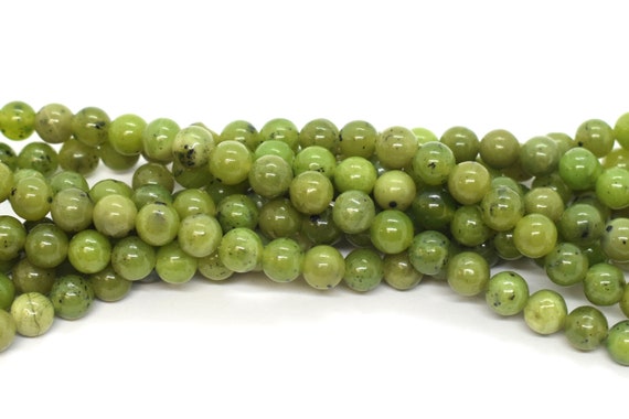 Nephrite / Canadian Jade natural Round Gemstone Beads 6mm 16 Strands Green Jade  Beads for Jewelry Making, AB Grade Gemstone Beads 