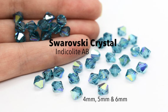 Indicolite 20 beads Swarovski 5328 Xilion Bicone Beads 6mm