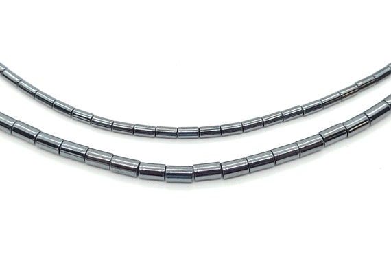 3 Brins Perles Hématite Tube Violet - Pour Création Bijoux Luxe - Pierre Précieuse Argentée