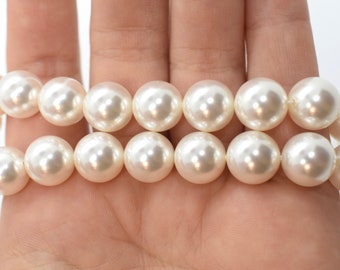 White Preciosa Czech Crystal Round Pearls, 4mm, 5mm 6mm, 8mm, 10mm, 12mm,  beads for jewelry making, bridal jewelry making