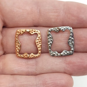 Copper or Rhodium Plated ( 1 Piece)  Bead Frames -Dotted Rectangle (JBB Findings) - Metal Findings for Jewelry Making, 15x17mm
