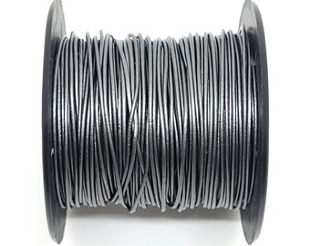 Greek Round Leather Cord, Metallic Grey, 0.5mm, 1.0mm, 1.5mm,  Unfinished Leather Cord, Silver Genuine Leather, 1 ft or 1 spool (50m)