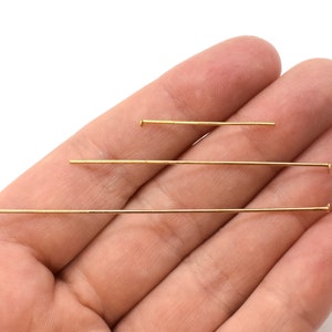 Vergoldete Kopfstifte 21 Gauge 1 Zoll 20 Stück, 2 Zoll 25 Stück, 2,5 Zoll 20 Stück Einfache Kopfstifte für Schmuck Zubehör, Gold Zubehör