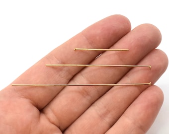 Gold Plated Head Pins - 20 or 25 Pcs - 21 Gauge Simple Head Pins for Jewelry Making, Jewelry Supplies, Head Pins for Charms, Gold Findings