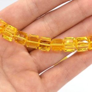Light Topaz 5601 Swarovski Crystal Cube Beads to Make Jewelry With (4mm, 6mm, 8mm) Wholesale Yellow Crystal Beads, Bulk Swarovski Crystal