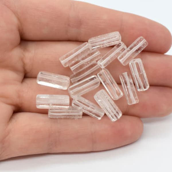 Clear Quartz (Natural) Four Sided Tube Gemstone Beads,A Grade,4mm x 13mm, Rock Quartz,Quartz Crystal,Crown Chakra,Wholesale,April Birthstone