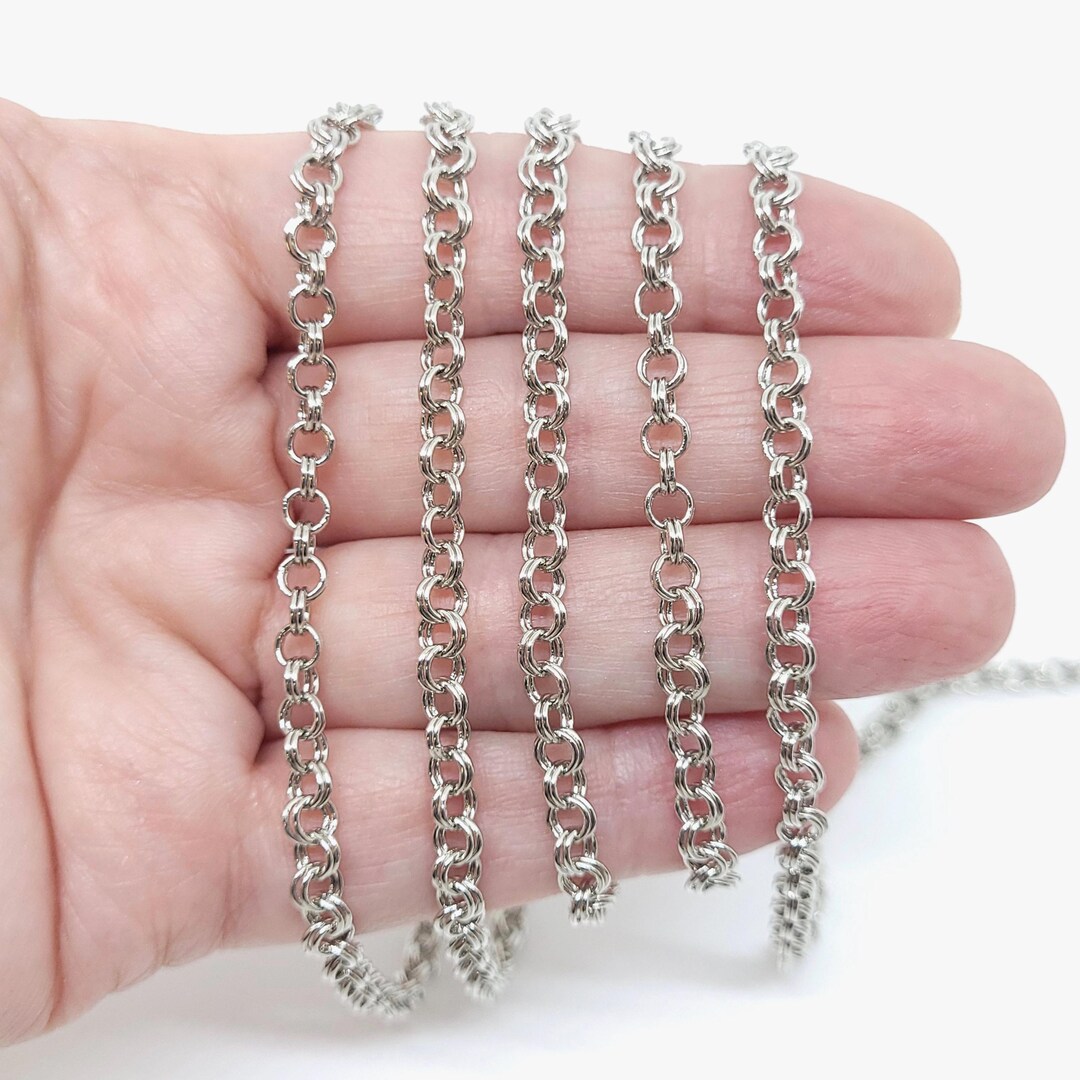 Rhodium Plated 3.85mm Double Rolo Chain, Unfinished Rolo Chain for ...