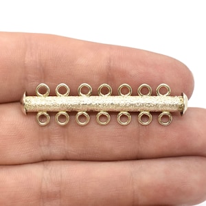 Sterling Silver Seven Strand Tube/Bar Clasp Diamond Cut, 41x10mm 1 Clasp per Order, Sterling Silver Findings for Jewelry Making, Supplies