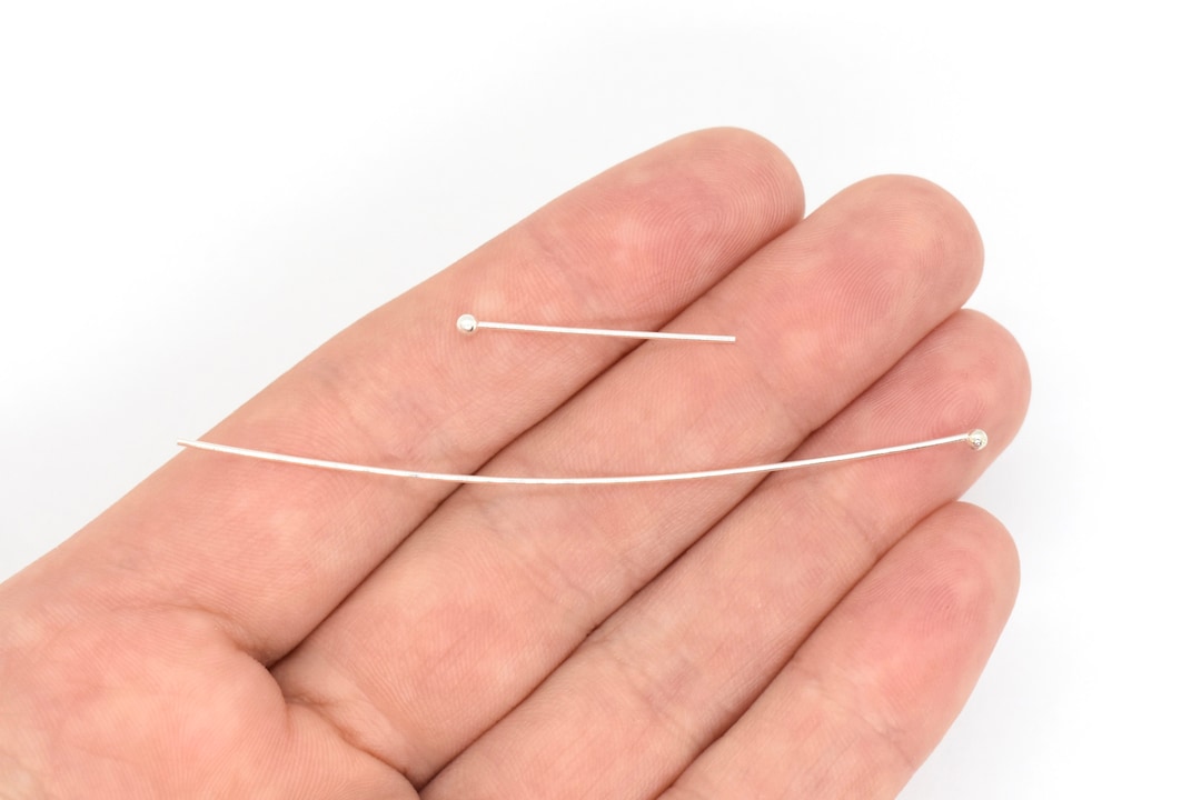 Silver Plated Head Pins With Ball 20 Gauge, 1 Simple Head Pins for Jewelry Making, Jewelry